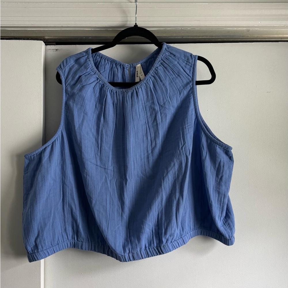 Pact Blue Boxy cropped top